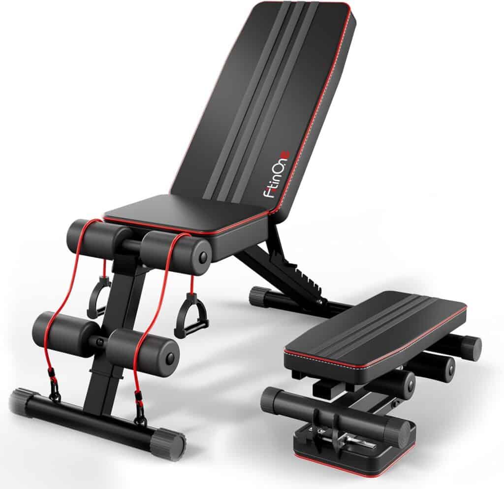 FitinOne adjustable folding weight bench compact home gym workout bench space saving design